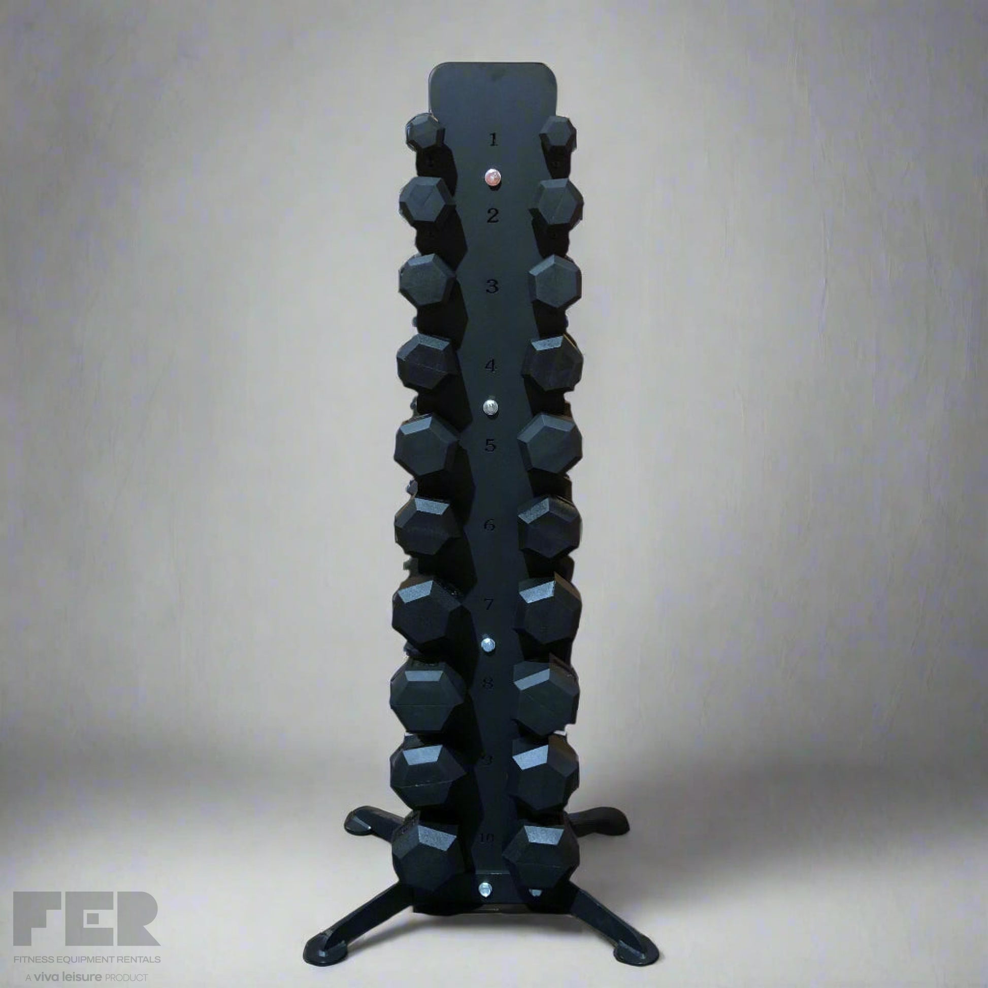 Rubber Hex Dumbbells & Storage Set