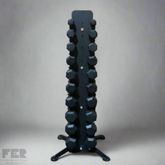 Rubber Hex Dumbbells & Storage Set